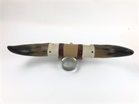 Mounted Mexican Bullhorns w/Genuine Leather