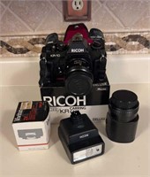 Ricoh KR-10 camera with accessories