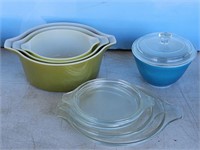 COLORED PYREX BOWLS & LIDS