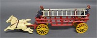 Vintage Cast Iron Horse Drawn Ladder Fire Cart