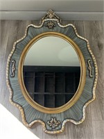 Ornate Painted Wood Frame Oval Mirror