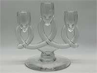 Crystal Glass Heisey Lariat Triple Candlesticks