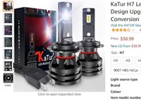KaTur H7 Led Headlight Bulbs Extremely Bright12000