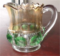 King's Crown Green Thumbprint Gilded Cream Pitcher