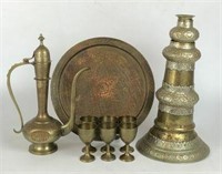 Brass Middle Eastern Teapot, Goblets & More