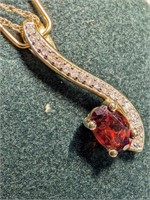 $2500 10K  Garnet(0.6ct) Diamond(0.2ct) Necklace