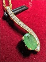 $1445 10K  Emerald 18"(0.5ct) Diamond(0.2ct) Neckl