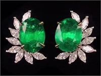 3.8ct Natural Emerald 18Kt Gold Earrings