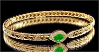 Natural Emerald 18Kt Gold Bangle