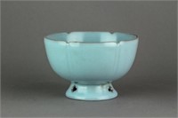 Song Dynasty Imperial Celadon Lobed Porcelain Bowl