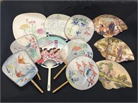 Hand Painted Oriental Hand Fans, Religious Hand