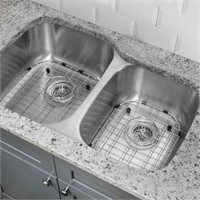 32" L x 21" W Double Basin Undermount Kitchen Sink
