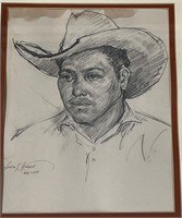 LIONEL E. HENCKEN Pencil Sketch Mexican Cowboy