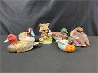 5 Ducks and a Raccoon- all Ceramic Handpaint