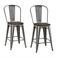 Luxor 24 inch metal counter stool with wood seat