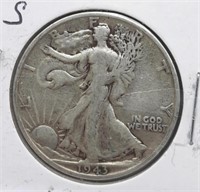 1943-S Walking Liberty Half Dollar Coin 90% Silver