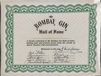 Hank Aaron Ernie Banks Autographed Bombay Gin Cert