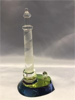 VINTAGE COLORFUL GLASS LIGHTHOUSE 8" TALL