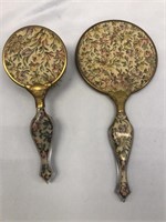 ANTIQUE FLORAL HAIRBRUSH 8.75INCHES AND A HAND