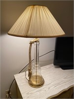 Cream shade, brass desk top lamp gold tone
