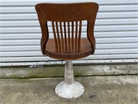 Wooden Bar Stool on Metal Stand
