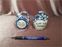 (2) Small Clay City Pottery Jugs