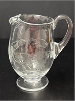 Etched Glass Cocktail Pitcher w/Ice Spout