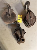 3 Large Antique Pulleys