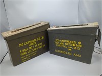 Two military metal ammo boxes
