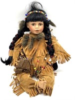 Porcelain Native American Doll 13”