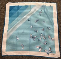 Olga Greco Blue And White Butterflies Scarf