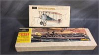 2 NEW 1973 Models Naval Ship And Biplane