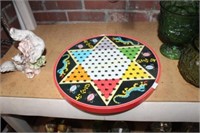 1 HALF OF CHINESE CHECKER BOARD W/ MARBLES