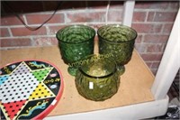 VINTAGE GREEN GLASS PLANTERS