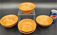 7 Vintage 1973 Handcrafted Wooden Birch Bowls
