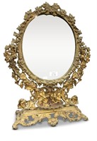 Rococo Style Gilt Metal Table Mirror,