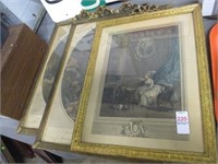 3 FRENCH PICTURES IN RIBBON FRAMES 15 X 20