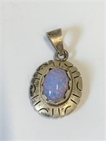 .925 Silver and Opal Pendant @ 1" Long