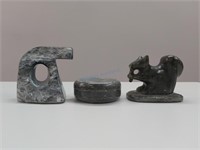 3pc Soapstone Sculpture Carving Collection