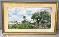 Shore Landscape Watercolor Painting