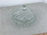 2 PIECE GLASS COVERED BUTTER DISH