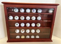 Golf Ball Display Case with Collectible Golf Balls