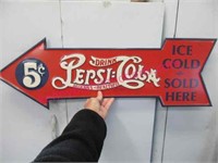 modern "pepsi-cola" arrow metal-tin sign