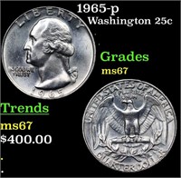 1965-p Washington Quarter 25c Grades GEM++ Unc