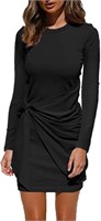 (N) Women's Crew Neck Long Sleeve Tunic Dress Crew