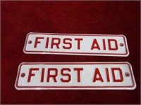 (2)Vintage embossed First aid Signs.