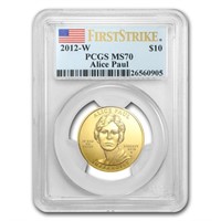 2012-w 1/2oz Gold Alice Paul Ms70 Pcgs Firststrike