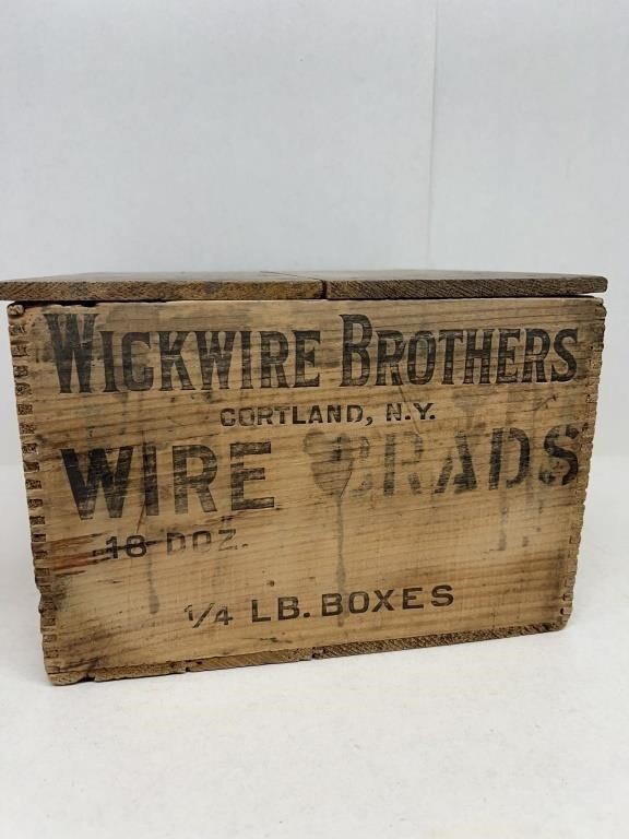 Wickwire brothers wooden box with lid 13 1/2" x