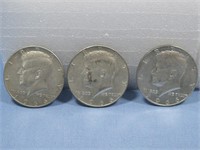 Three 1966 Kennedy Half Dollar 40% Silver