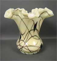 Fenton / Barbour Custard Hanging Hearts Vase